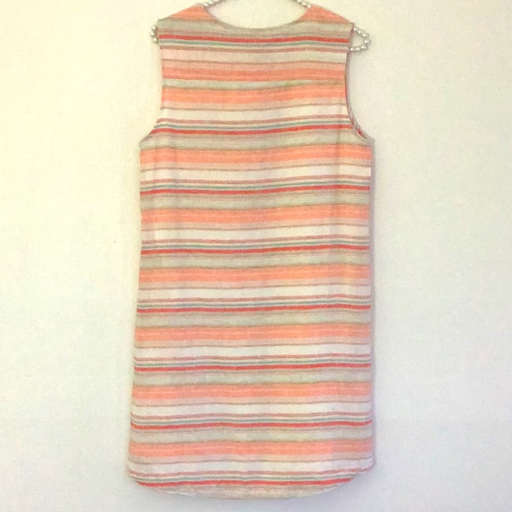 BeachLunchLounge Linen Blend Jaylene Coral Sands Striped Sleeveless Lined Dress - Picture 2 of 7